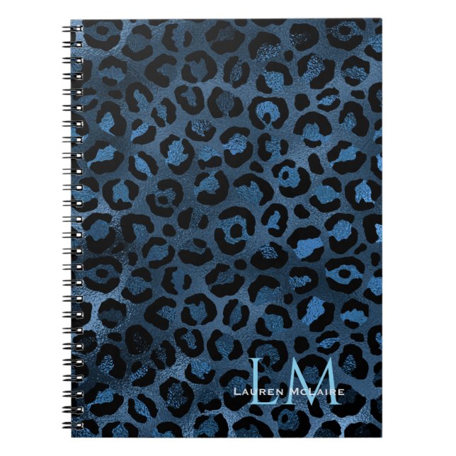 Carnet Elegant Blue Leopard Personalized Notebook (Devant)