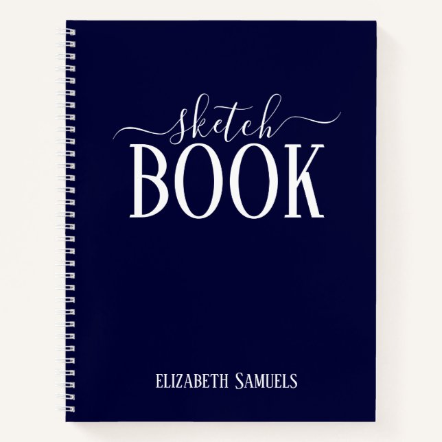 Carnet Elegant Blue Sketch Book with name gift for her (Devant)