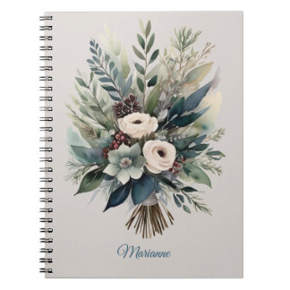 Carnet Élégant bouquet botanique aquarelle Noël