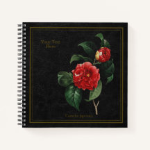 Elegant Camellia Japonica Black Notebook