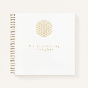 Carnet Élégant Carré Golden Flower of Life Modèle