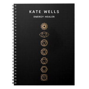 Carnet Élégant Chakras d'or guérisseur spirituel d'énergi