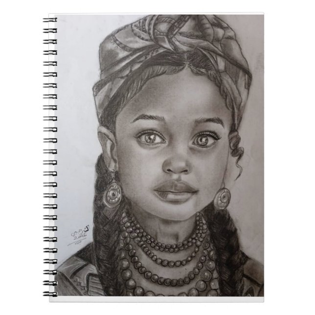 Carnet Elegant Charcoal & Pencil Girl Portrait Illustrati (Devant)