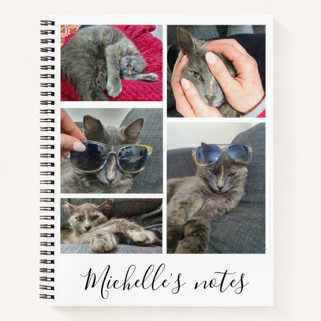 Carnet élégant chat animal de compagnie 5 photos collage  (Devant)