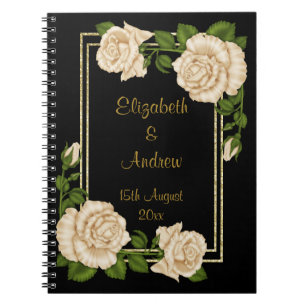 Carnet Élégant Chic Corner ivoire Bouquets Rose Mariage