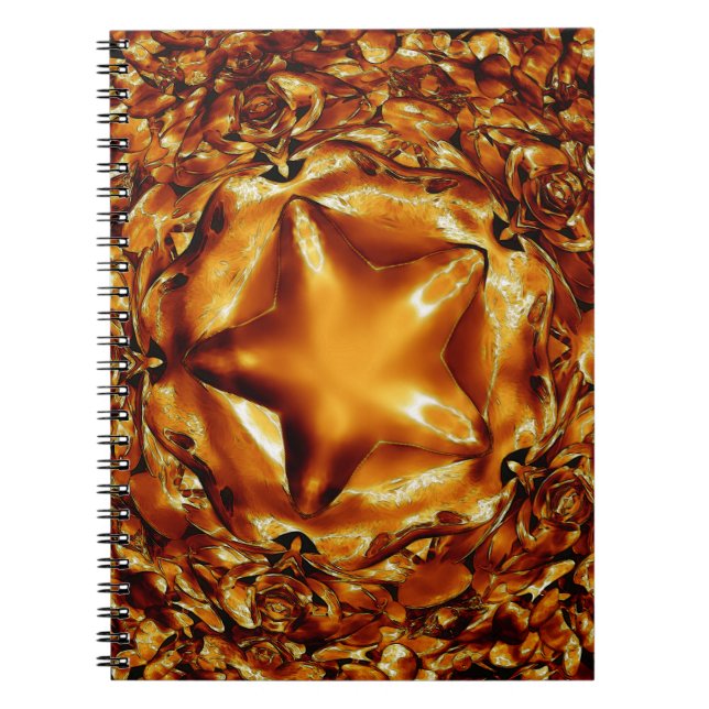 Carnet Élégant Chic Cuivre Or Star de Noël (Devant)