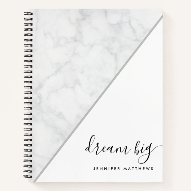 Carnet Elegant Chic Marble Dream Big Personnalisé (Devant)