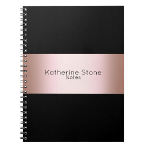 Carnet Elégant chick rose or et bande noire