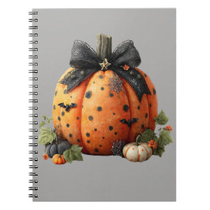 Carnet Élégant Citrouille d'Halloween avec cabot noir