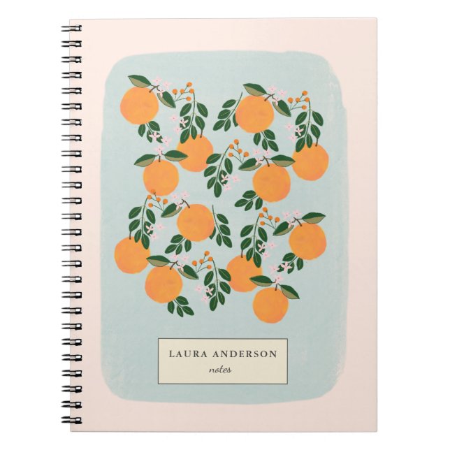 Carnet Elégant Citrus orange personnalisé (Devant)