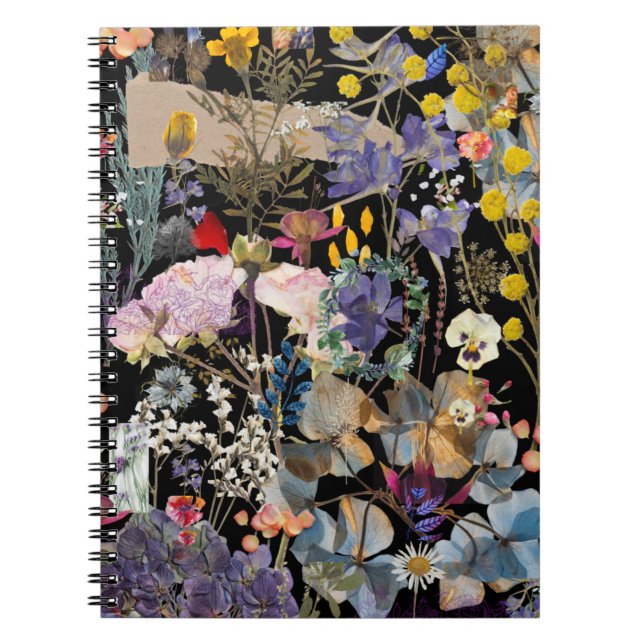 Carnet Élégant collage fleur sauvage multicolore (Devant)