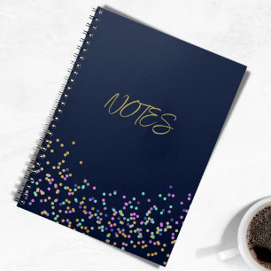 Carnet Elégant Confetti bleu or rose marine moderne