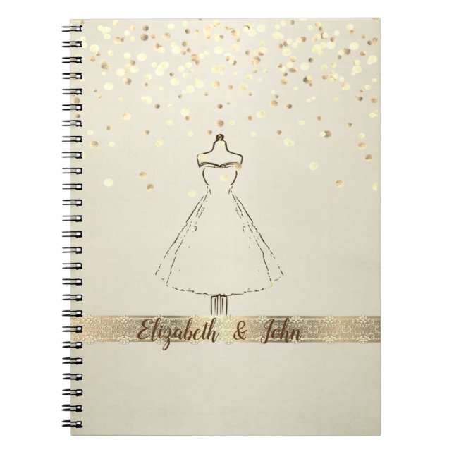 Carnet Élégant, Confetti, Dentelle, Wedding planner vesti (Devant)