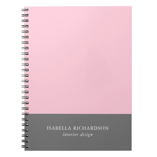 Carnet Élégant Couleur Bloc Rose Et Gris (Devant)