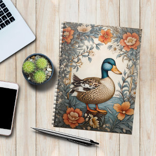 Carnet Élégant Cute Plump Canard Vintage Floral