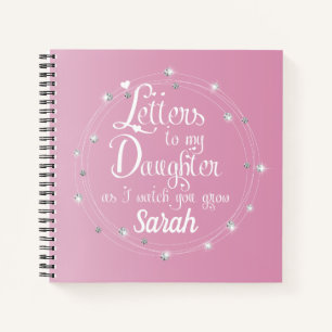 Carnet Élégant diamant rose brillant Lettres à la fille