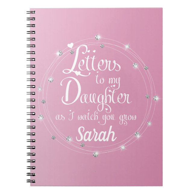 Carnet Elégant diamant rose brillant Lettres design chic (Devant)