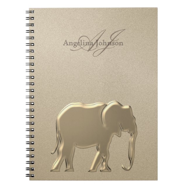 Carnet Élégant Éléphant Luxe Monogrammé (Devant)