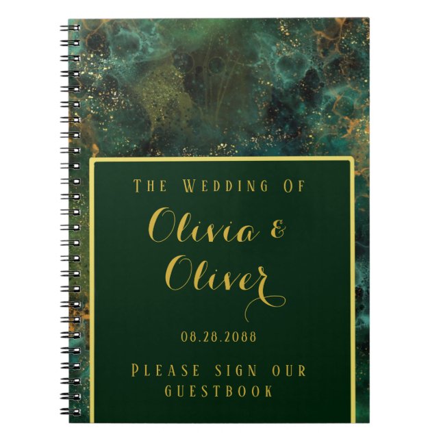 Carnet Élégant Emerald Green & Gold Parties scintillant M (Devant)