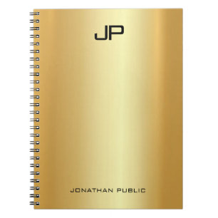 Carnet Elégant Faux Gold Moderne Monogramme Modèle