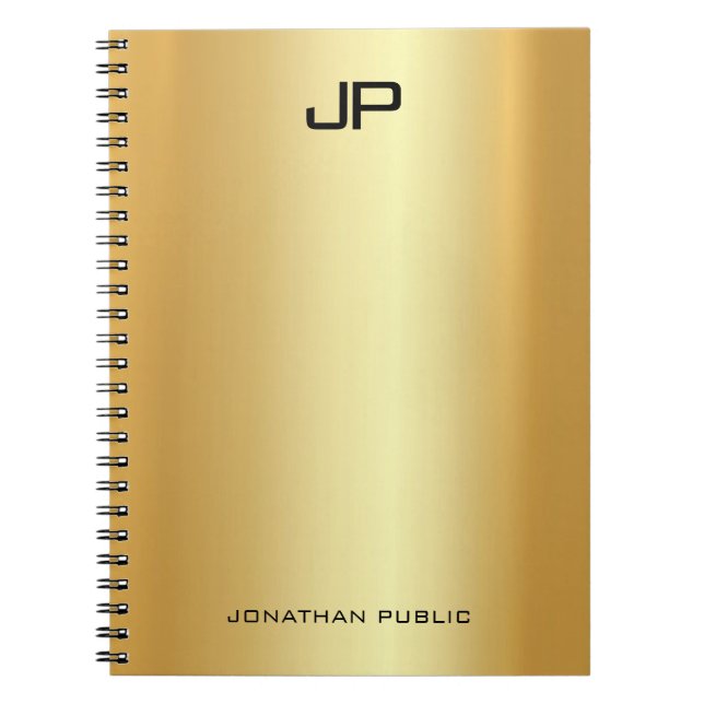 Carnet Elégant Faux Gold Moderne Monogramme Modèle (Devant)