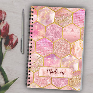 Carnet Elégant faux Parties scintillant rose or géométriq