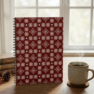 Carnet Élégant flocon de neige damassé floral spirale bor
