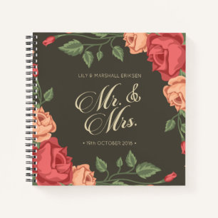 Carnet Elégant Floral Mr & Mrs Mariage Guestbook