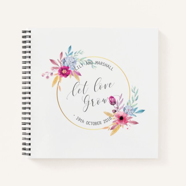 Carnet Elégant Floral Mr & Mrs Mariage Guestbook (Devant)