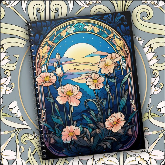 Carnet Elegant Flowers in Moonlight Art Nouveau (Créateur téléchargé)