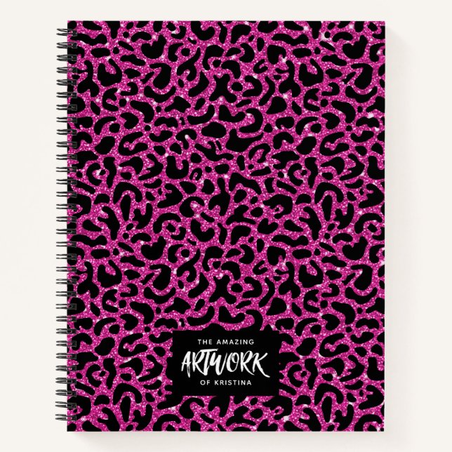 Carnet Elegant Glitter Hot Pink Sketchbook Notebook (Devant)