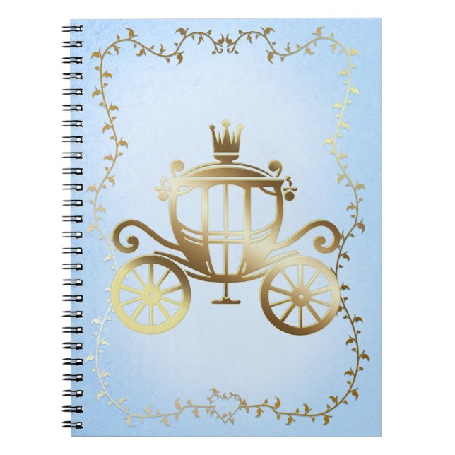 Carnet Elégant Gold Carriage Blue Storybook Princesse (Devant)