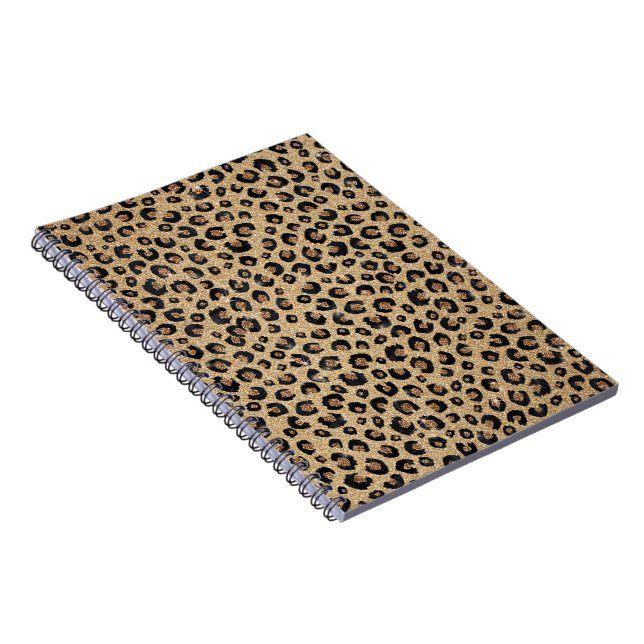 Carnet Elegant Gold Glitter Black Leopard (Côté Droit)