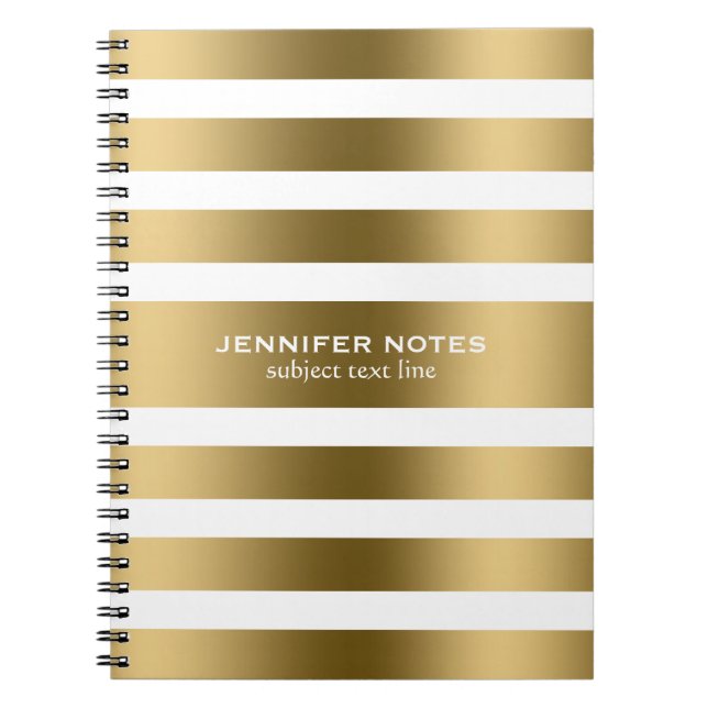 Carnet Elégant Gold Stripes Arrière - plan blanc (Devant)