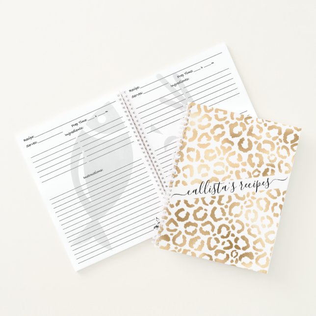 Carnet Elegant Gold White Leopard Cheetah Animal Print (Intérieur)