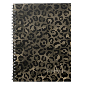 Carnet Elegant Golden Brown Leopard Monogram Notebook