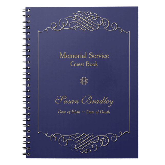 Carnet Elégant Golden Frame 2 Memorial Service Guest Book (Devant)