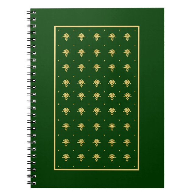 Carnet Elegant Green et Gold Damask (Devant)