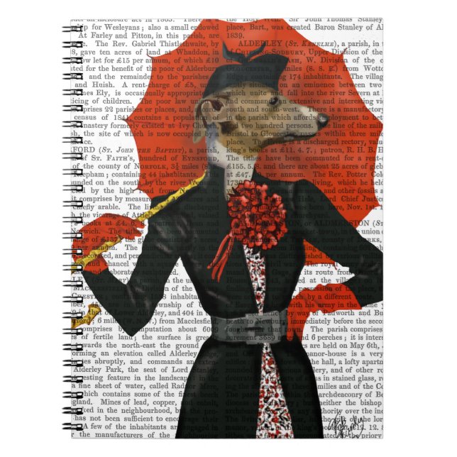 Carnet Elégant Greyhound et parapluie rouge 2 (Devant)