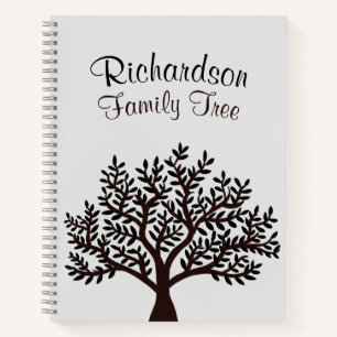 Carnet Élégant gris clair Noir Famille Arbre Généalogie