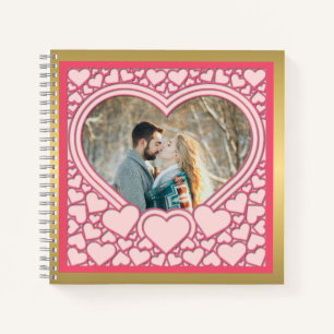 Carnet Élégant Heureuse Sainte-Valentin de coeur rose élé