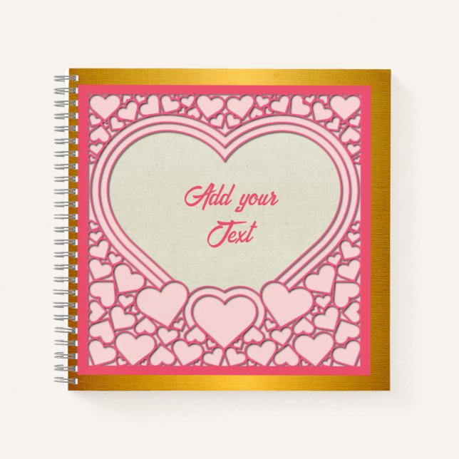 Carnet Élégant Heureuse Sainte-Valentin de coeur rose élé (Devant)