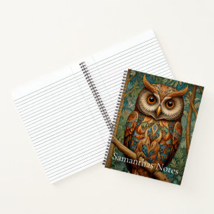 Carnet Élégant hibou rétro boho bohème bohème forêt verte
