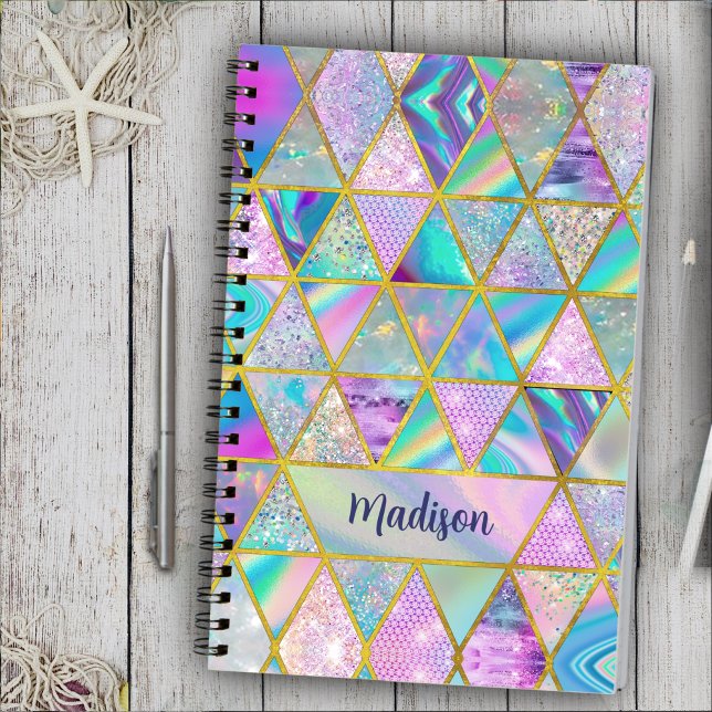 Carnet Elégant holographique tendance faux or géométrique (Créateur téléchargé)