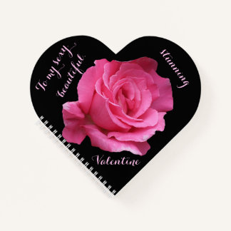 Carnet Elegant Joyeux Saint-Valentin rose rose noire amou