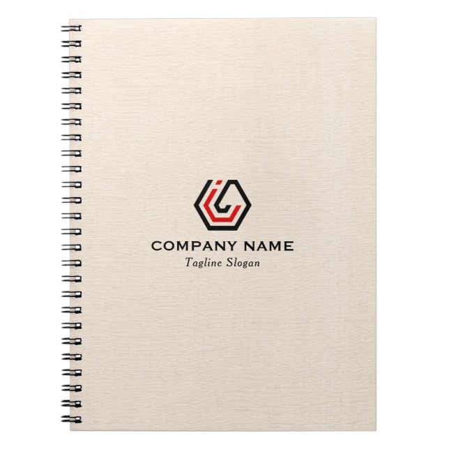 Carnet Elégant lin beige & stand dans le logo (Devant)