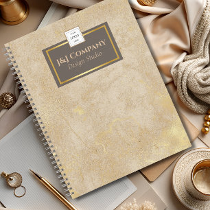 Carnet Élégant logo Brown de trame de texture or