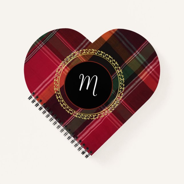 Carnet Élégant Madras élégant Motif Plaid Monogramme (Devant)