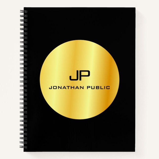 Carnet Élégant Modèle de Monogramme d'or Faux moderne (Devant)