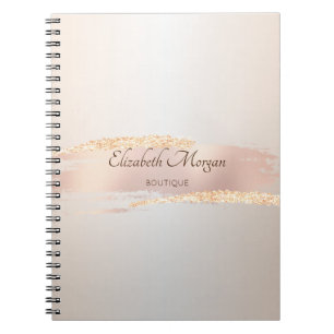 Carnet Élégant Moderne, Coup de pinceau rose doré chic